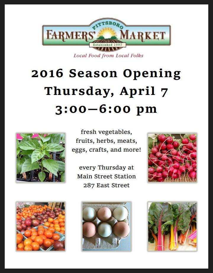 Farmer’s Market Opens April 7, 2016!
