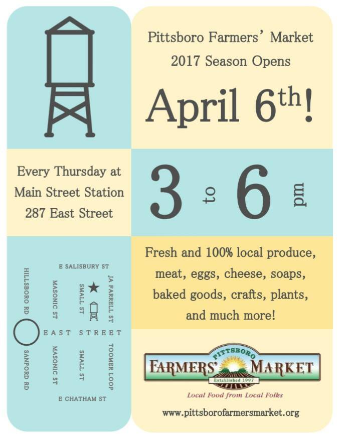 Pittsboro 2017 Farmer’s Market Begins April 6!